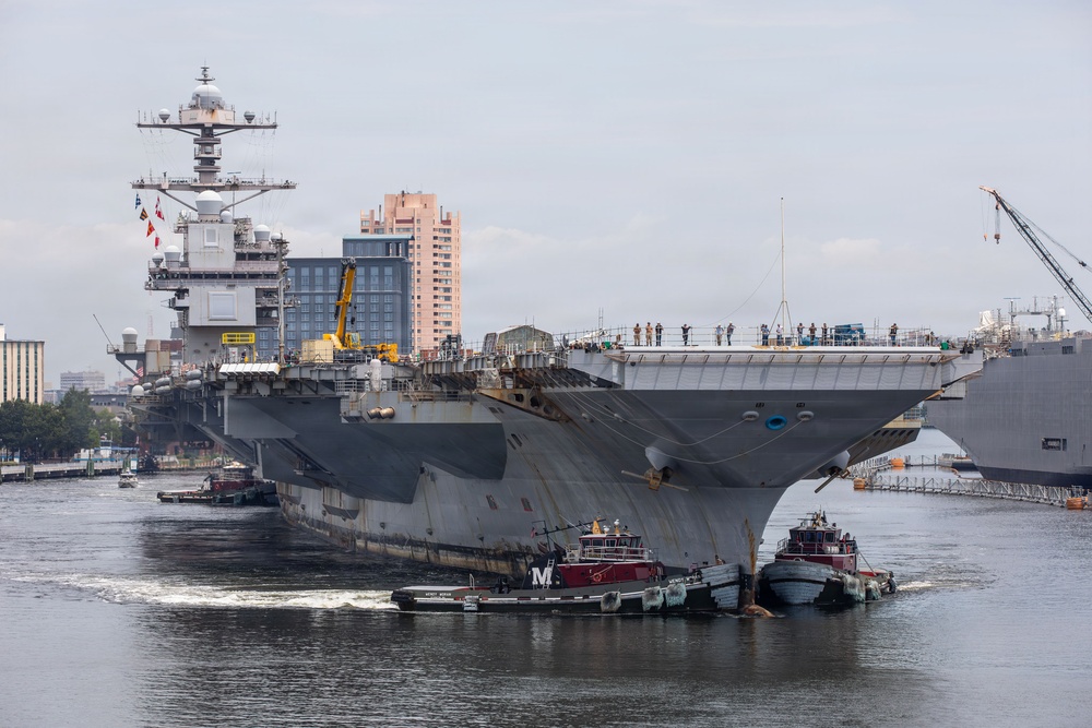 Norfolk Naval Shipyard Welcomes USS Gerald R. Ford for its First Planned Incremental Availability