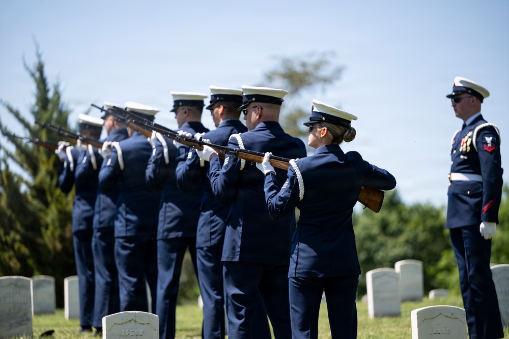 Full Military Funeral Honors with Escort were Conducted During a Memorial Service for U.S. Merchant Marine Galleyman-Utility Jose Pabon