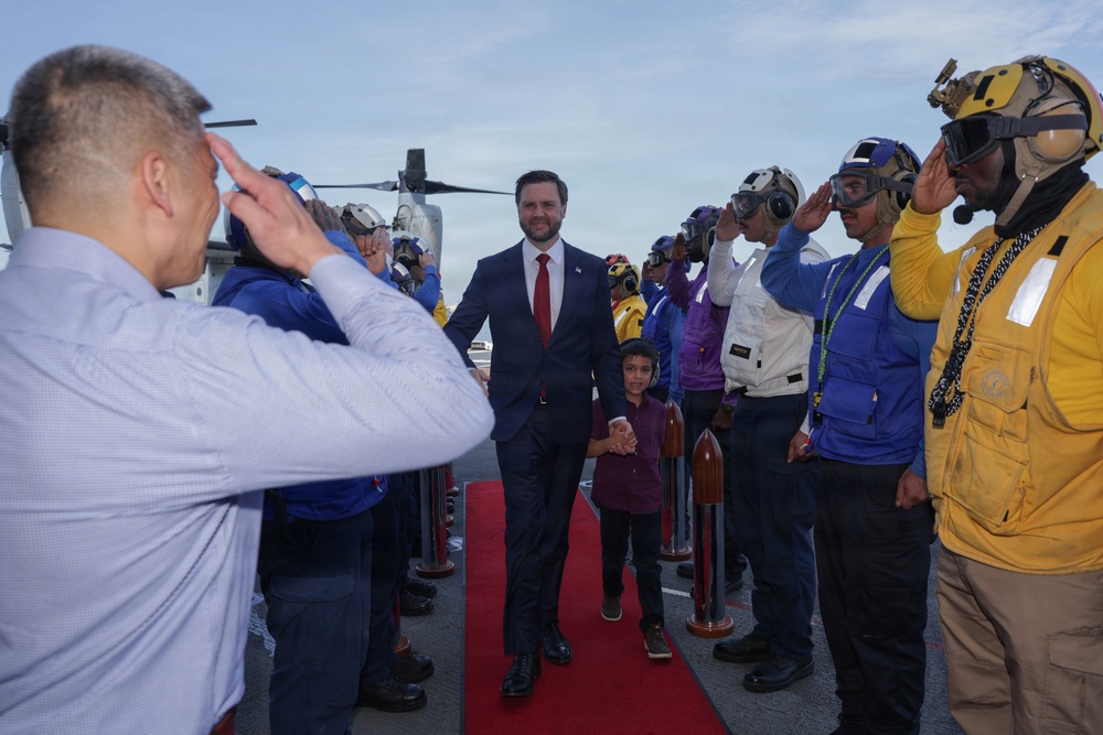 USS KEARSARGE Hosts Vice President JD Vance During INR 250