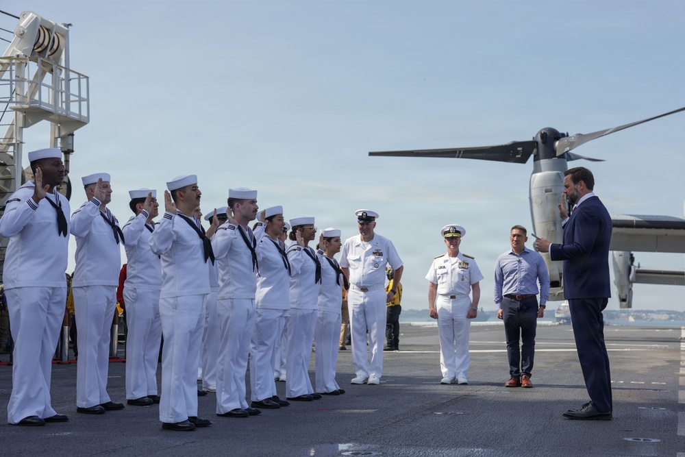USS KEARSARGE Hosts Vice President JD Vance During INR 250