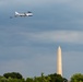 U.S. military aircraft conduct a formation flyover during the Salute to America celebration