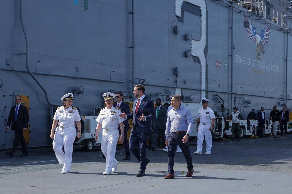 USS KEARSARGE Hosts Vice President JD Vance During INR 250