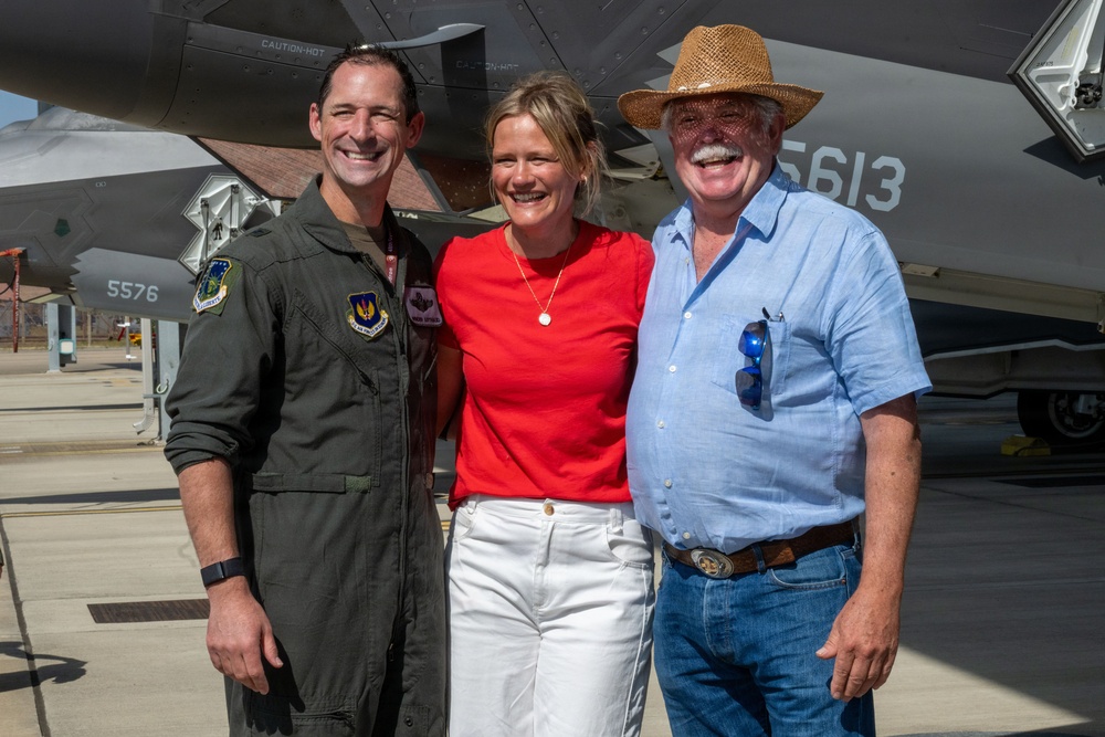 Brig. Gen. Jack Arthaud celebrates fini flight at RAF Lakenheath