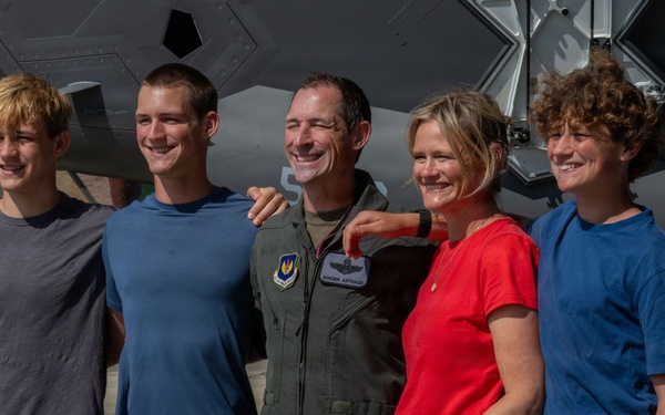 Brig. Gen. Jack Arthaud celebrates fini flight at RAF Lakenheath