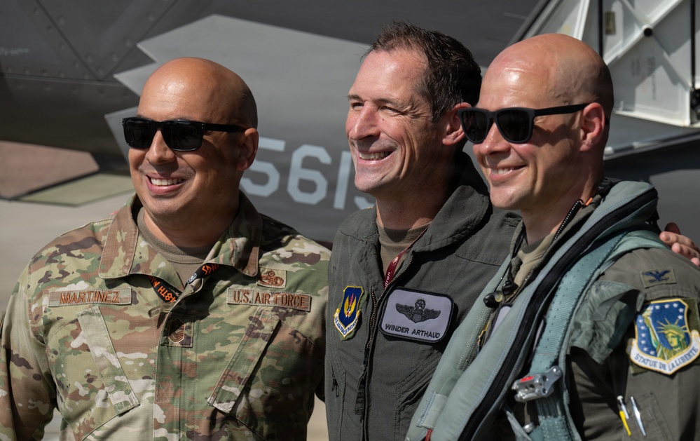 Brig. Gen. Jack Arthaud celebrates fini flight at RAF Lakenheath