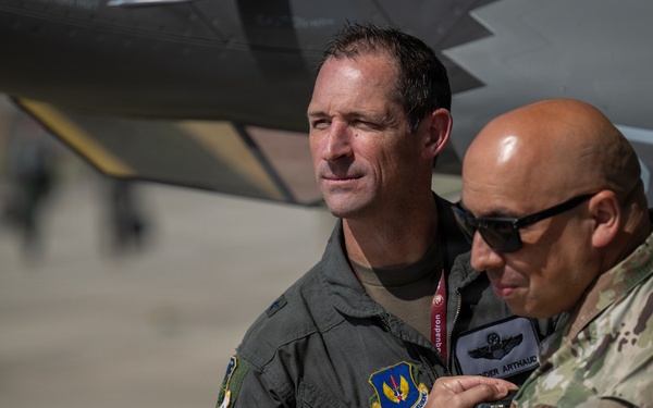 Brig. Gen. Jack Arthaud celebrates fini flight at RAF Lakenheath