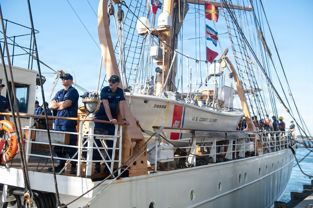 U.S. Coast Guard Cutter Eagle Departs New York During Sail250 Parade of Sail