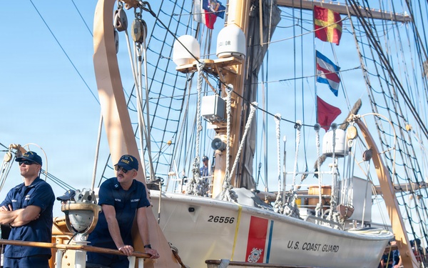 U.S. Coast Guard Cutter Eagle Departs New York During Sail250 Parade of Sail