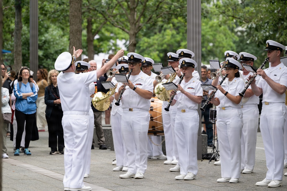 U.S. Navy Band performs in the World Trade Center plaza