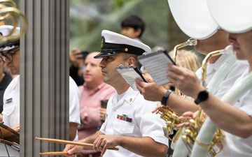 U.S. Navy Band performs in the World Trade Center plaza