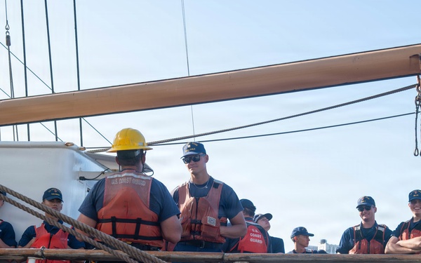 U.S. Coast Guard Cutter Eagle Departs New York During Sail250 Parade of Sail