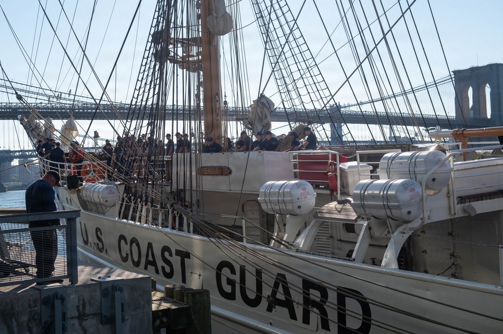U.S. Coast Guard Cutter Eagle Departs New York During Sail250 Parade of Sail