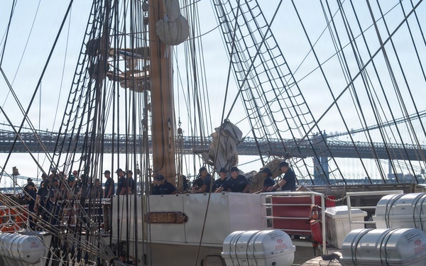 U.S. Coast Guard Cutter Eagle Departs New York During Sail250 Parade of Sail