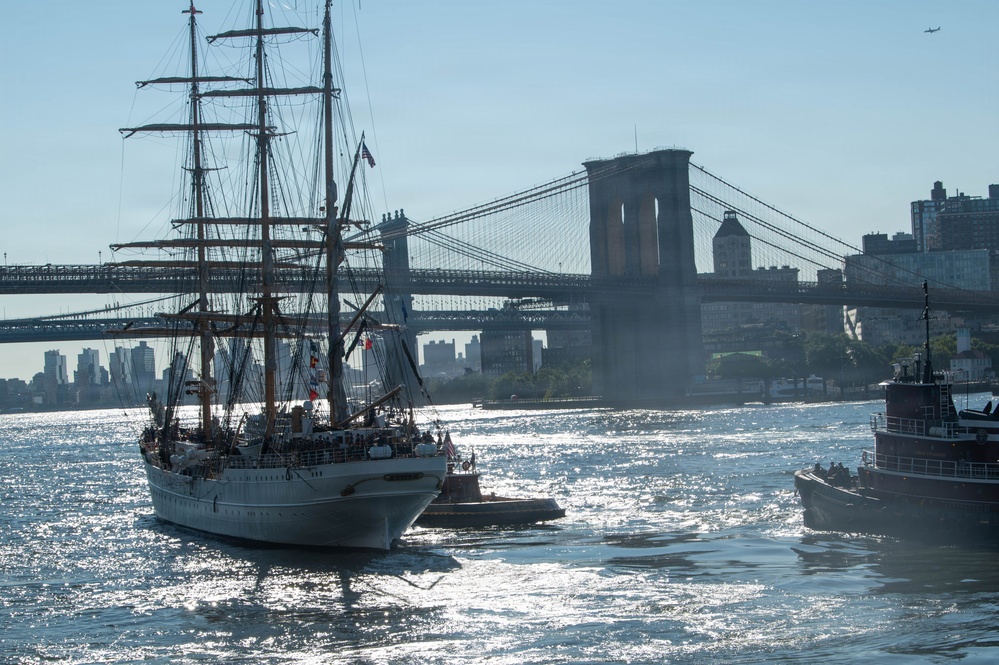 U.S. Coast Guard Cutter Eagle Departs New York During Sail250 Parade of Sail