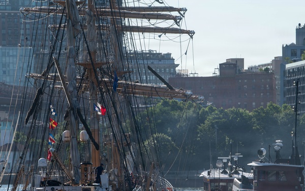 U.S. Coast Guard Cutter Eagle Departs New York During Sail250 Parade of Sail