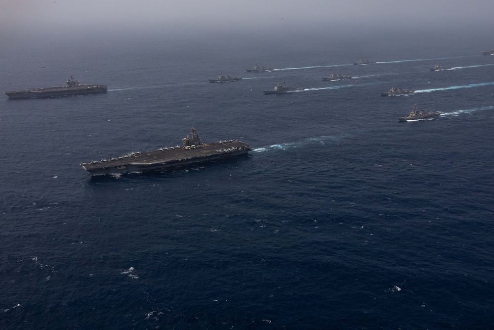 U.S. Navy Warships and Aircraft Transit Arabian Sea
