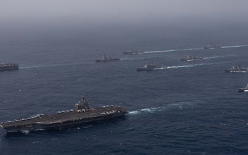 U.S. Navy Warships and Aircraft Transit Arabian Sea
