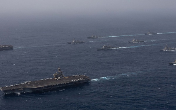 U.S. Navy Warships and Aircraft Transit Arabian Sea