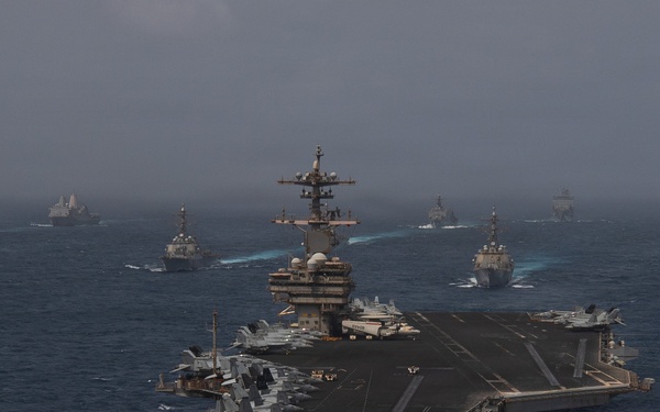 U.S. Navy Warships and Aircraft Transit Arabian Sea