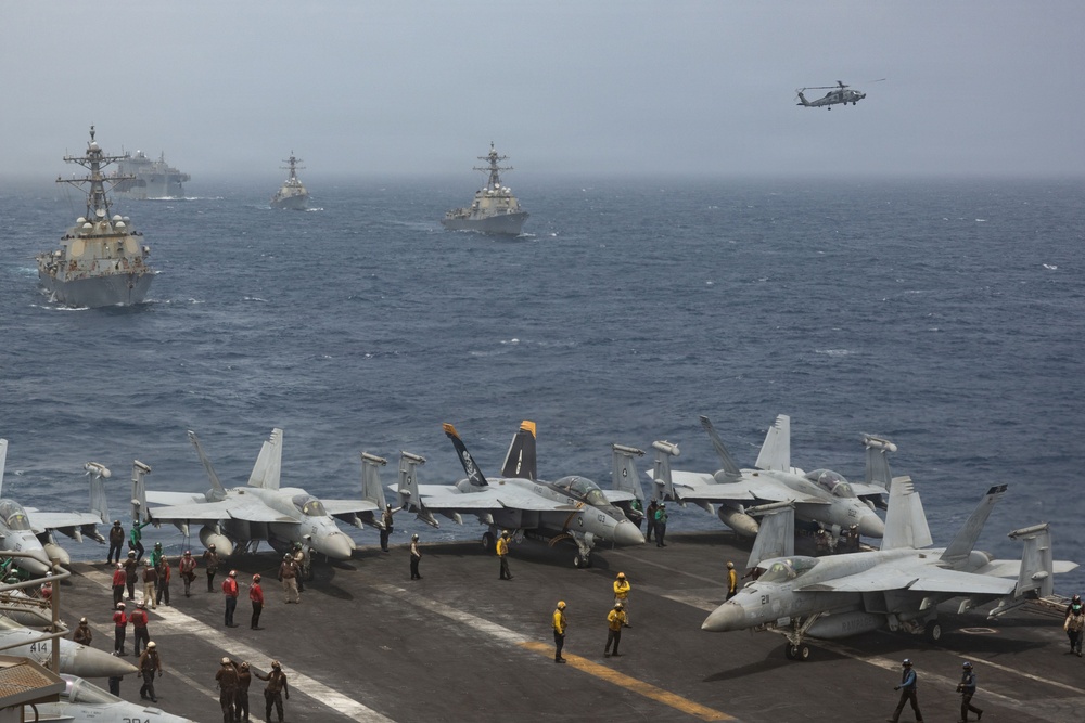 U.S. Navy Warships and Aircraft Transit Arabian Sea