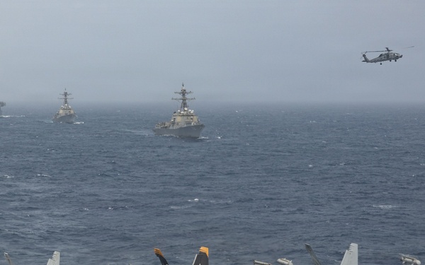 U.S. Navy Warships and Aircraft Transit Arabian Sea