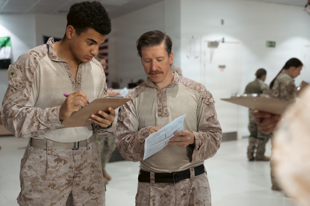 U.S. Marines, Sailors and Soldiers in CENTCOM AOR conduct Joint-Service Walking Blood Bank training
