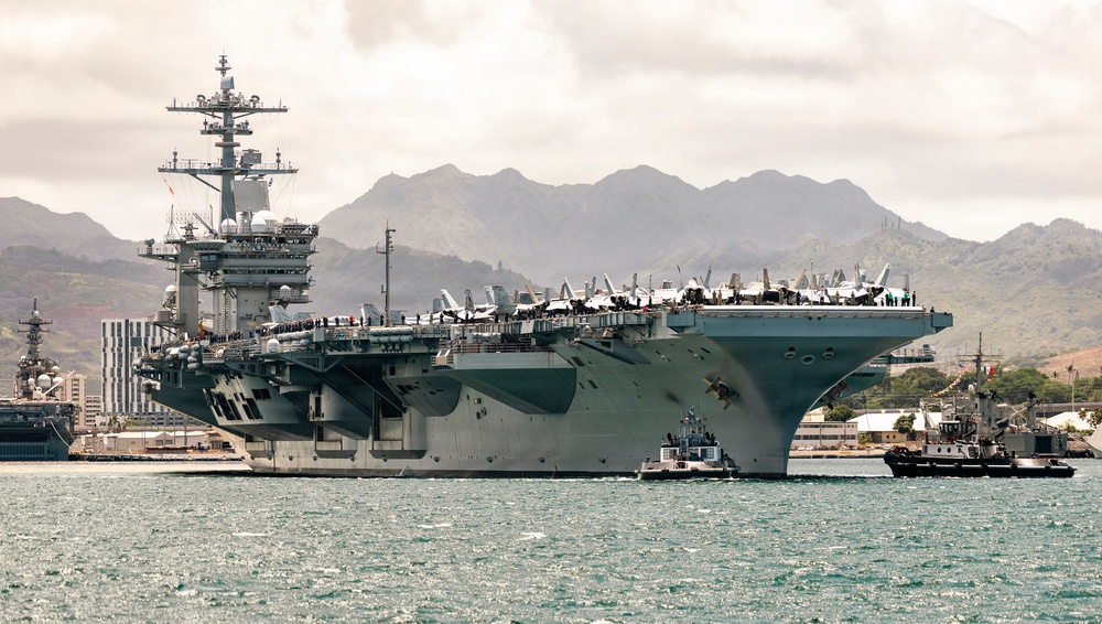 USS Theodore Roosevelt sails from Pearl Harbor during RIMPAC 2026
