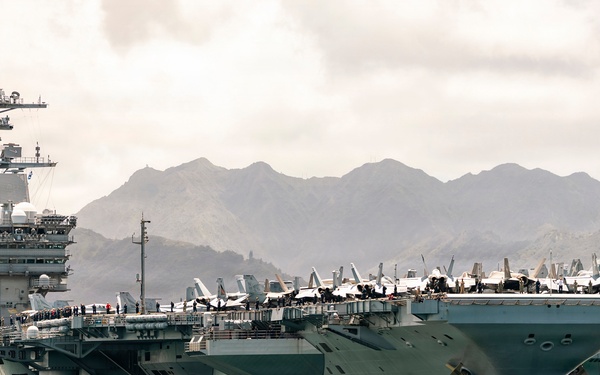 USS Theodore Roosevelt sails from Pearl Harbor during RIMPAC 2026