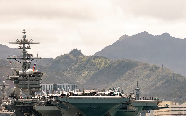 USS Theodore Roosevelt sails from Pearl Harbor during RIMPAC 2026