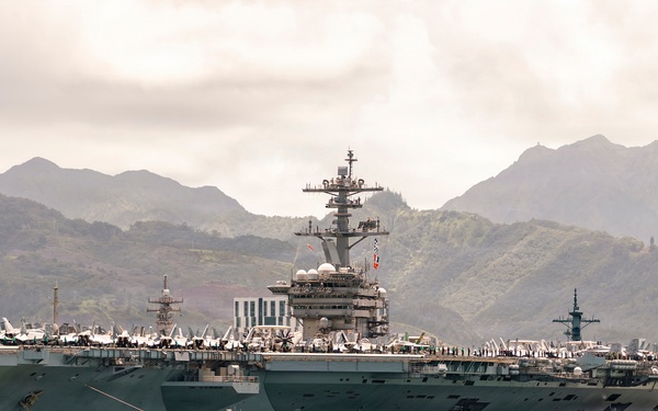 USS Theodore Roosevelt sails from Pearl Harbor during RIMPAC 2026