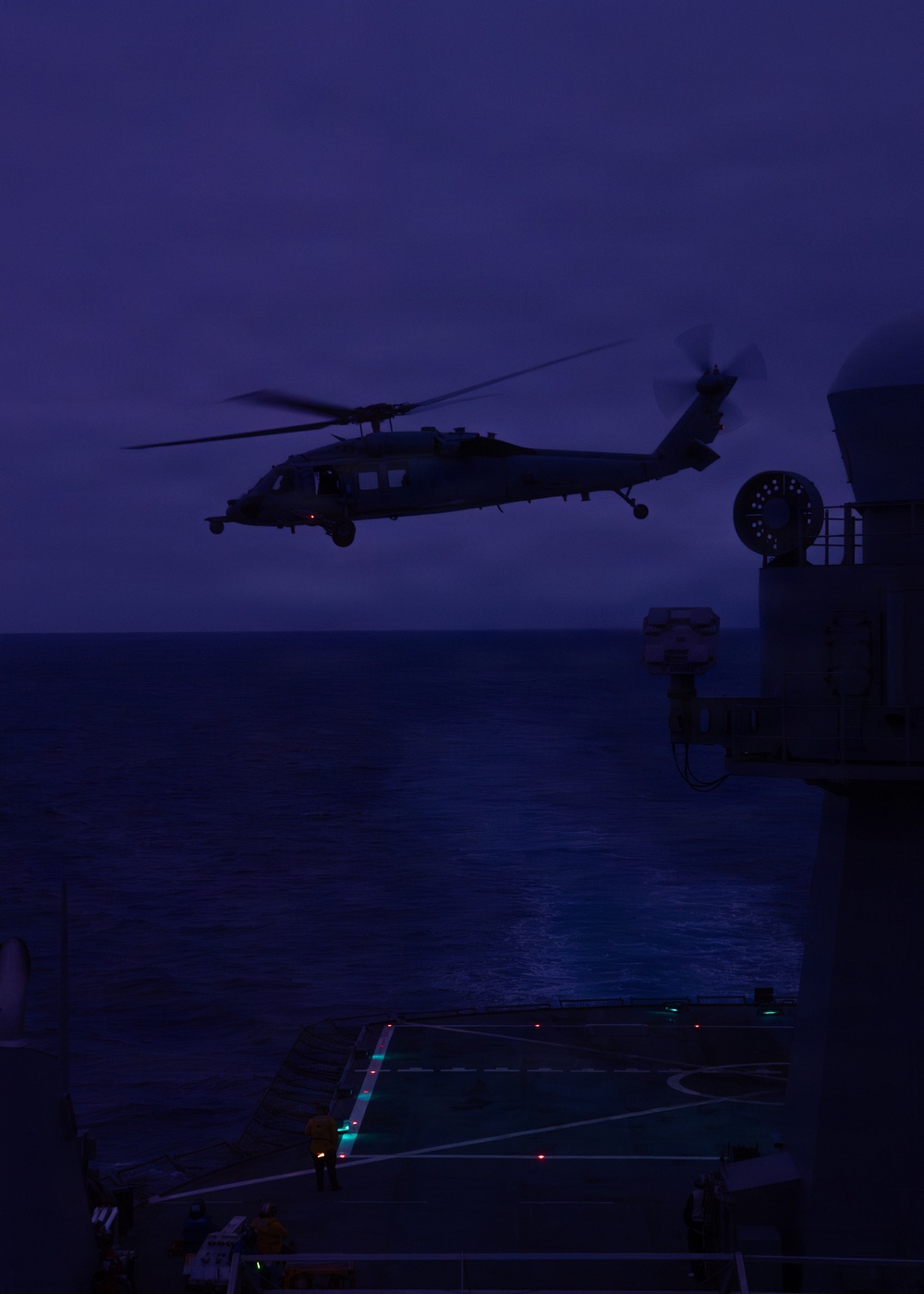 USS Mount Whitney Conducts Night Flight Ops