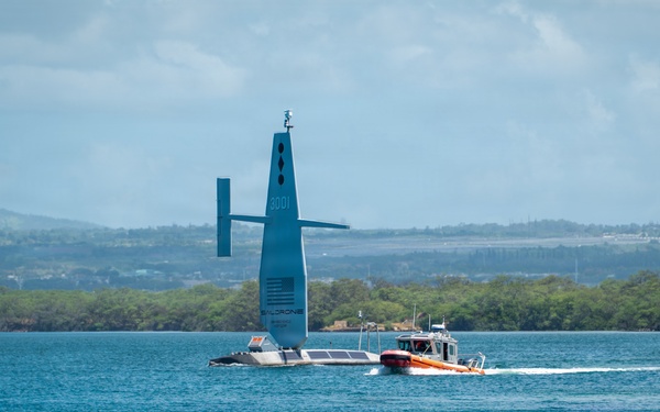 Saildrone Surveyor (SD-3001) USV departs Pearl Harbor to begin RIMPAC 2026 sea phase