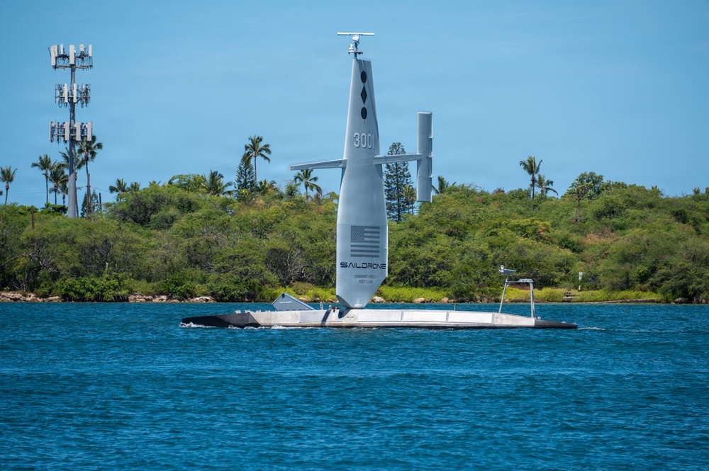 Saildrone Surveyor (SD-3001) USV departs Pearl Harbor to begin RIMPAC 2026 sea phase
