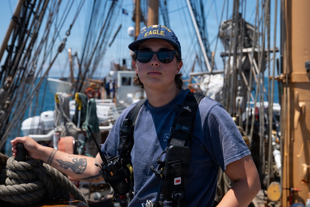 US Coast Guard Cutter Eagle transits to Boston for Sail250