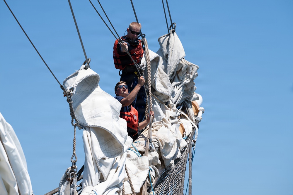 US Coast Guard Cutter Eagle transits to Boston for Sail250