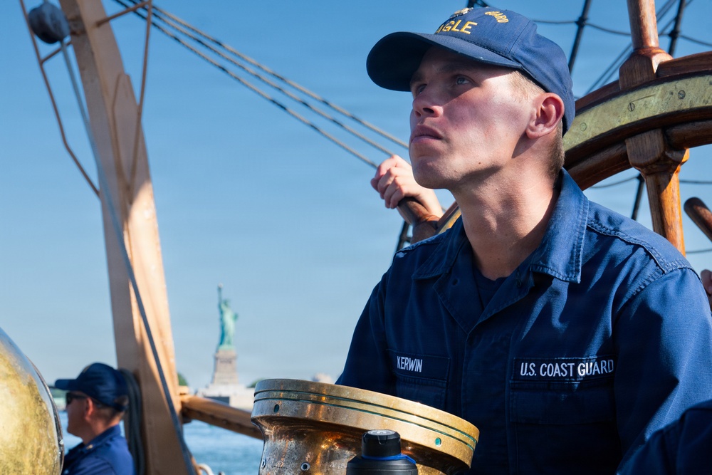 US Coast Guard Cutter Eagle transits to Boston for Sail250