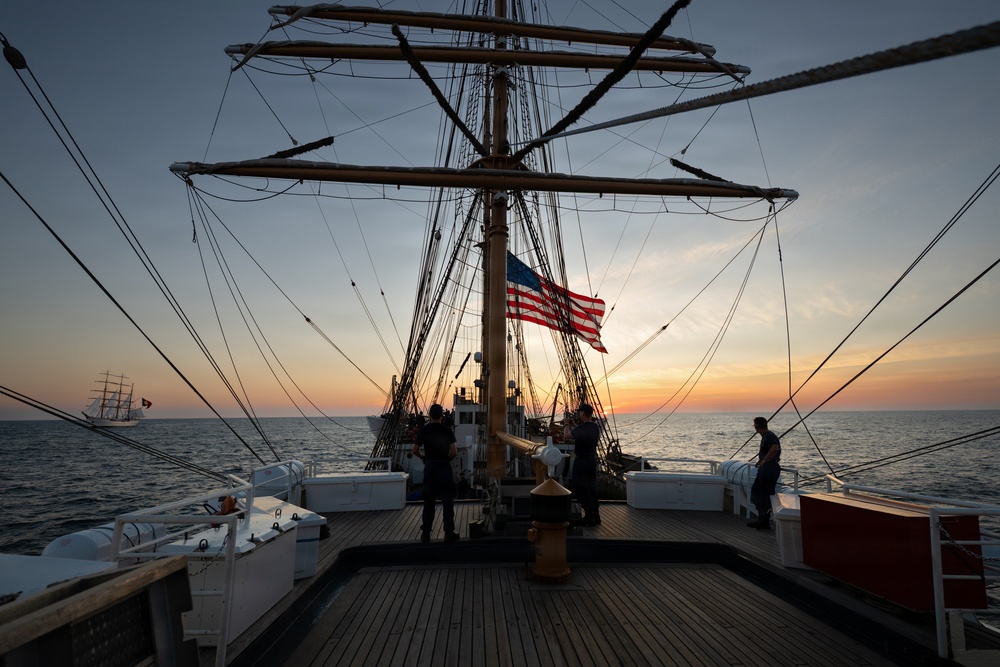 US Coast Guard Cutter Eagle transits to Boston for Sail250