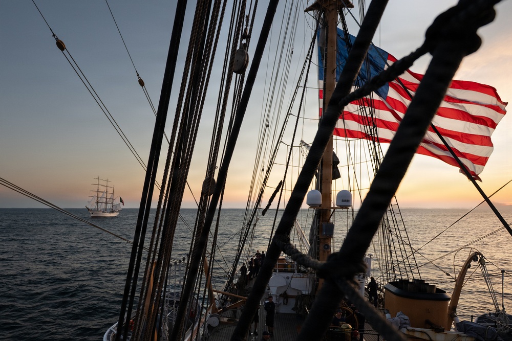 US Coast Guard Cutter Eagle transits to Boston for Sail250