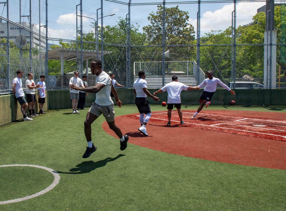 USS San Diego LP22 Sailors Play Kickball