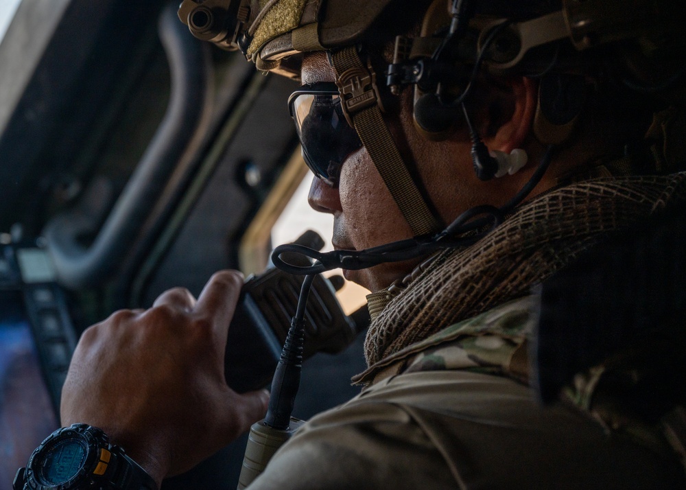 Security Forces airmen conduct routine patrol in the USCENTCOM