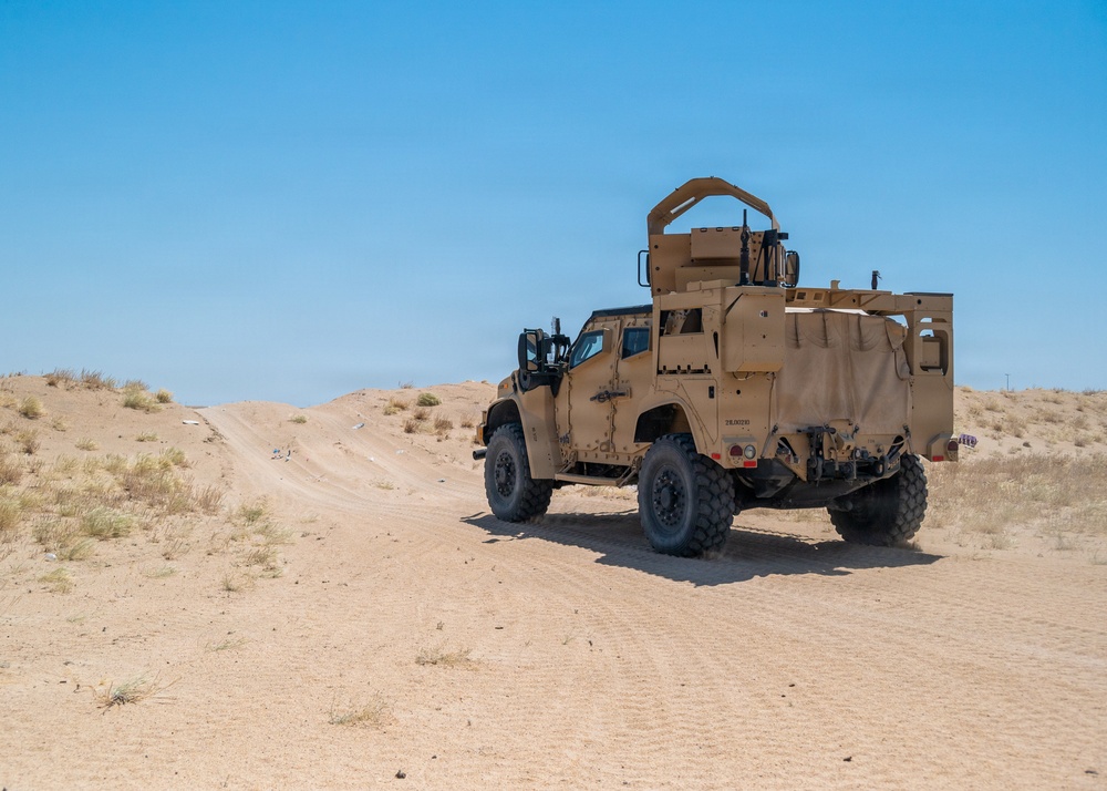 Security Forces airmen conduct routine patrol in the USCENTCOM