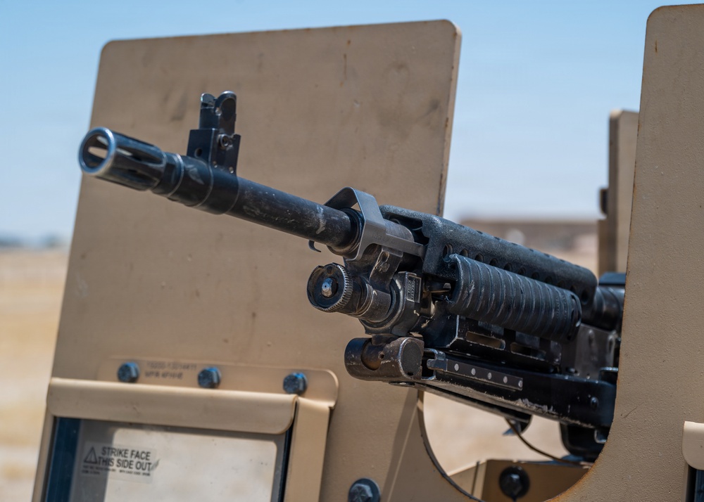 Security Forces airmen conduct routine patrol in the USCENTCOM