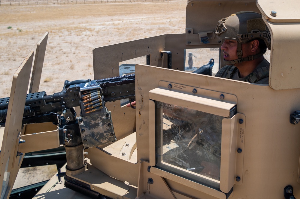 Security Forces airmen conduct routine patrol in the USCENTCOM