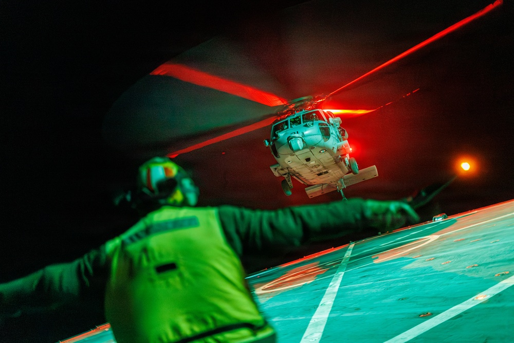 USS Mount Whitney Night Flight Operations