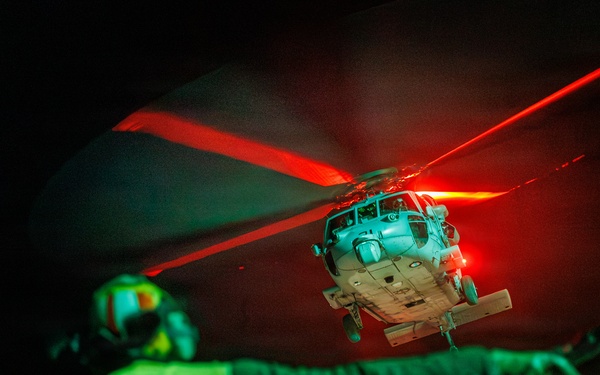 USS Mount Whitney Night Flight Operations