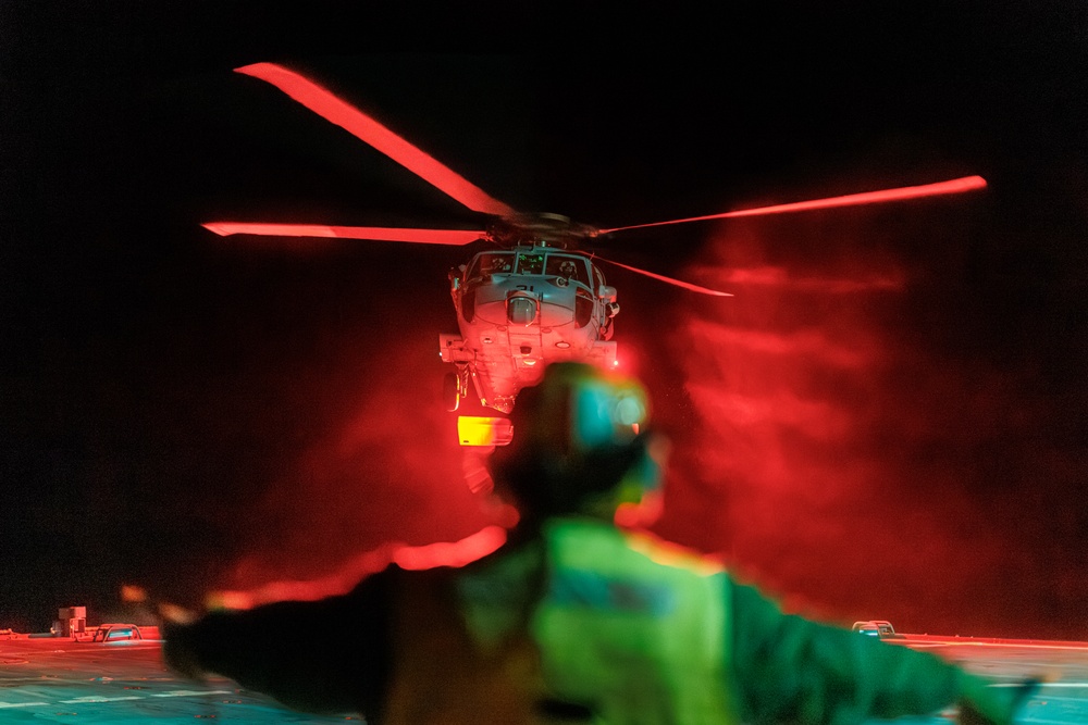 USS Mount Whitney Night Flight Operations