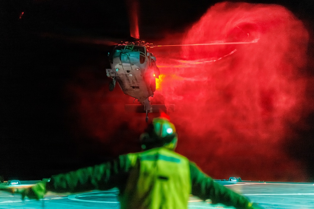 USS Mount Whitney Night Flight Operations
