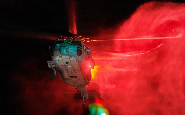 USS Mount Whitney Night Flight Operations