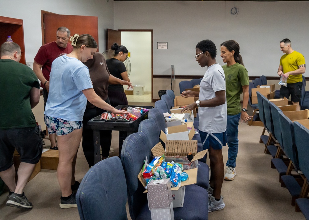 Chaplain team facilitates volunteers for care package organization