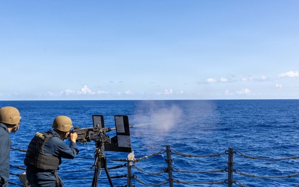 USS Mustin conducts a “killer tomato” inflatable surface target live-fire exercise